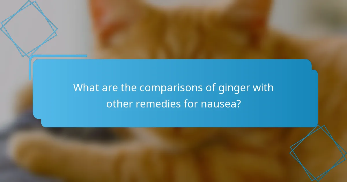 What are the comparisons of ginger with other remedies for nausea?
